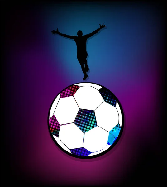 サッカーボールと選手。ベクターイラスト — ストックベクタ