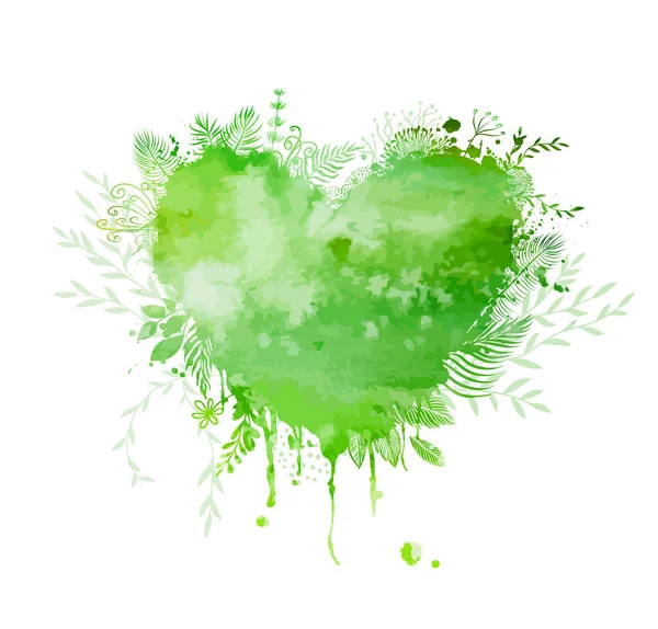 Зелене серце трави. Екологічний захист. Турбота про природу. Векторні ілюстрації — стоковий вектор