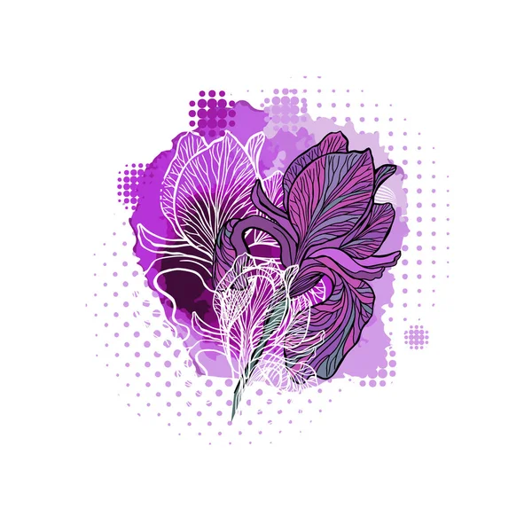 Fleur d'iris dessin à l'aquarelle, illustration vectorielle dessinée à la main. Design pour invitation au mariage ou design beauté . — Image vectorielle