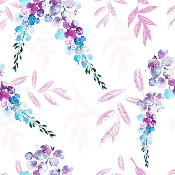 シームレスドライルナリア花ベクトルパターン。水彩冬の結婚式の花のイラストの背景。Booデザイン印刷可能なテンプレート、最小限の植物素朴な織物装飾 — ストックベクタ