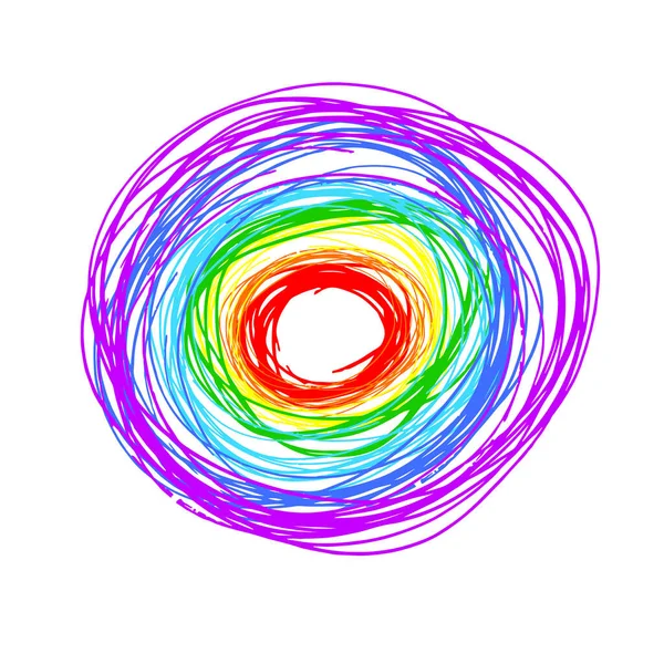 Fondo de arco iris abstracto de líneas. Círculo de lápiz hecho a mano. Ilustración vectorial — Archivo Imágenes Vectoriales