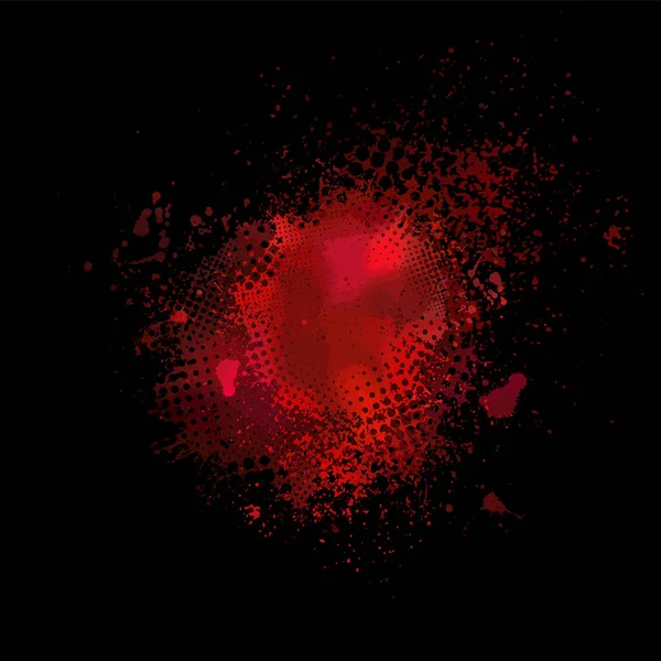 Rode abstractie van vlekken. Op een zwarte achtergrond. Vectorillustratie — Stockvector