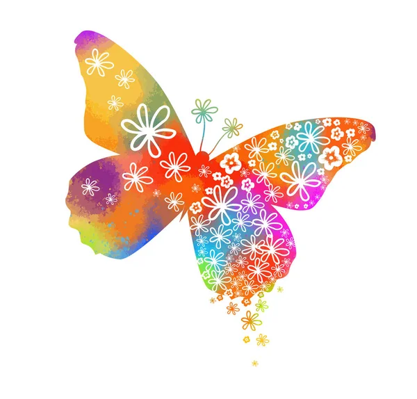 Barevný motýl z květin. Vektorová ilustrace — Stockový vektor