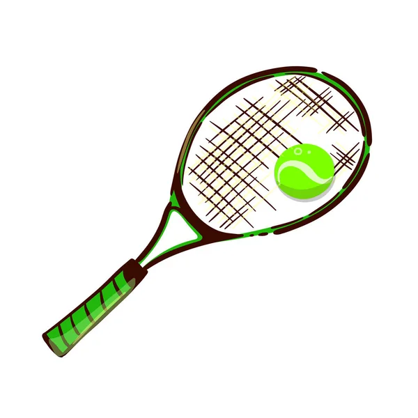 Tennis racket with a ball. Vector illustration — Stock Vector