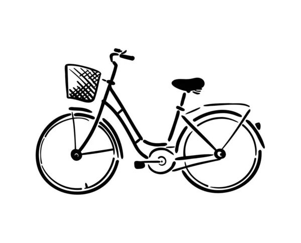Una bicicletta è un semplice oggetto monocromatico. Illustrazione vettoriale — Vettoriale Stock