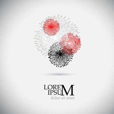 Soyut vektör çember logosu. Kırmızı ve siyah sıra dışı kimya logosu. simge Çiçeği.