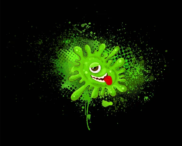 Green blot monster. Vector illustration — Stock Vector