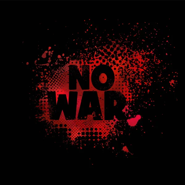 The concept of preventing war. The black text No to war is written on the blood prints. Vector illustration isolated on black background. — Stock Vector