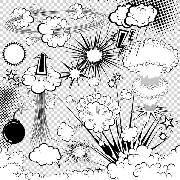 çizgi roman patlama öğeleri vektör. karikatür simgeleri