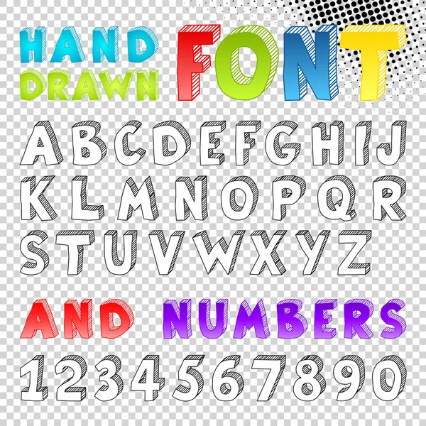 Hand getrokken schets lettertype — Stockvector