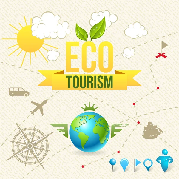 Icono Vector y Etiqueta de Eco Turismo y Viajes — Vector de stock