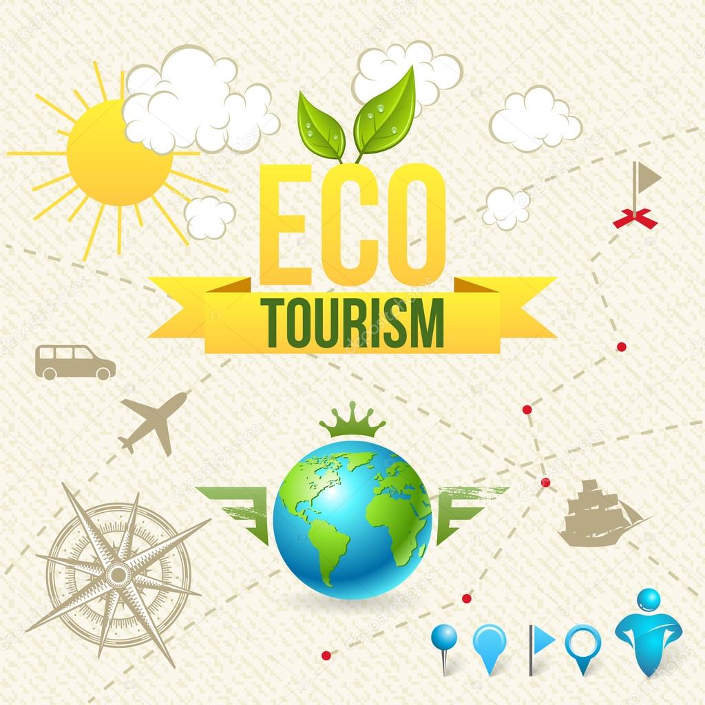 Vector Icon and Label of Eco Tourism and Travel