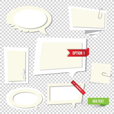 Kağıt metin kabarcıklar. vektör Not