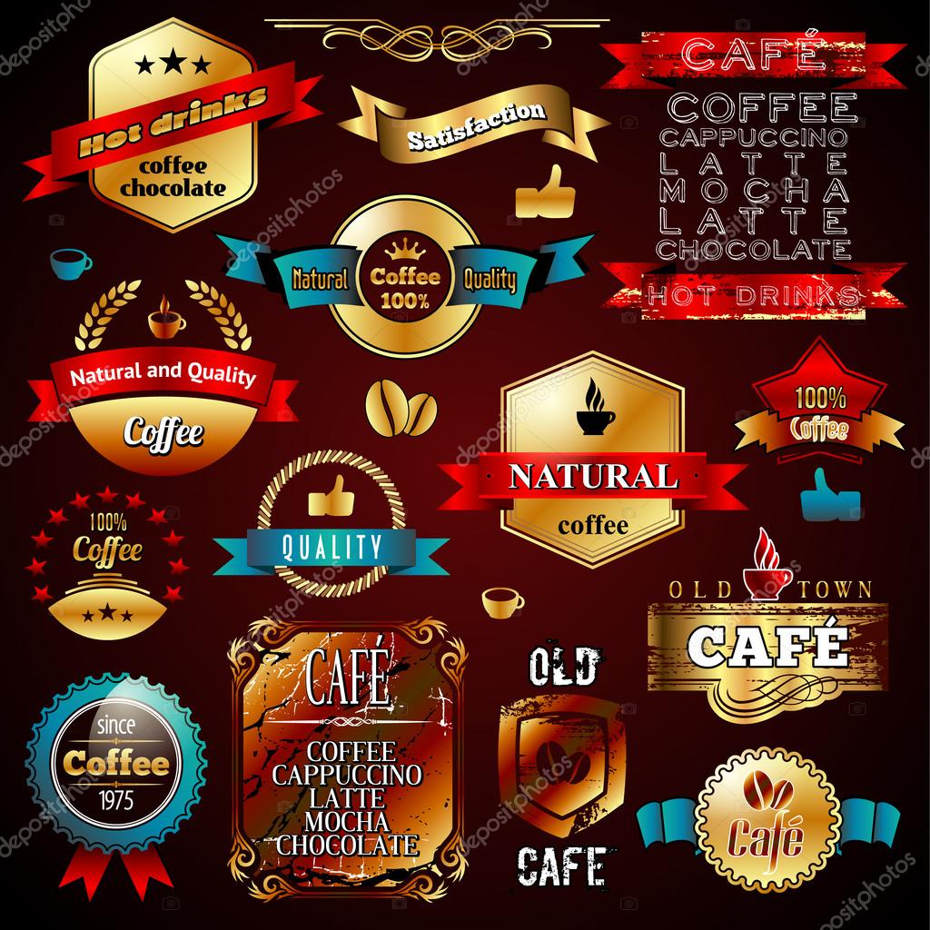 Vector Vintage Gold Commerce Stamps and Label Design Backgrounds Stock