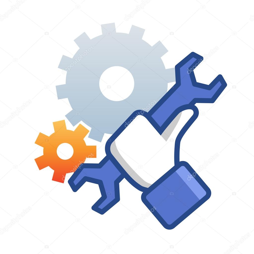 Maintenance icon with hand wrench