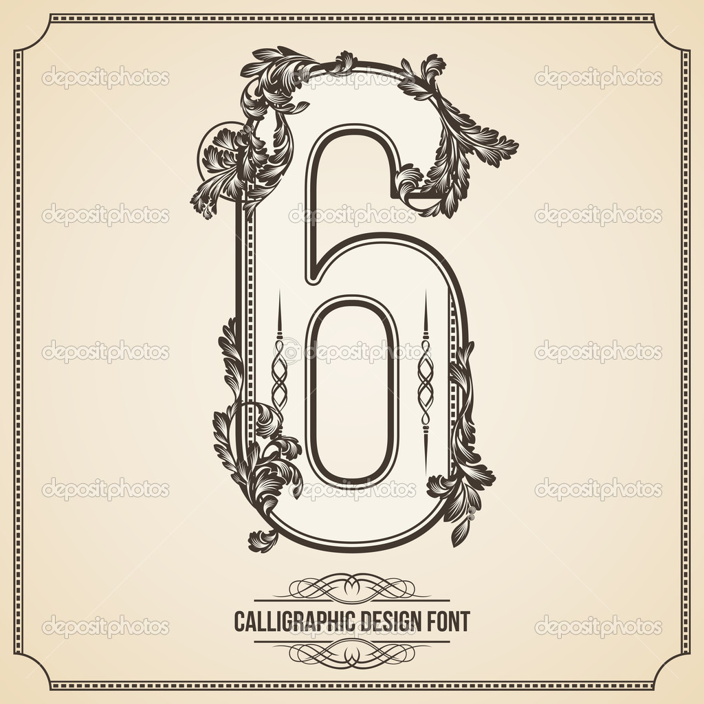 Calligraphic Font. Number 6