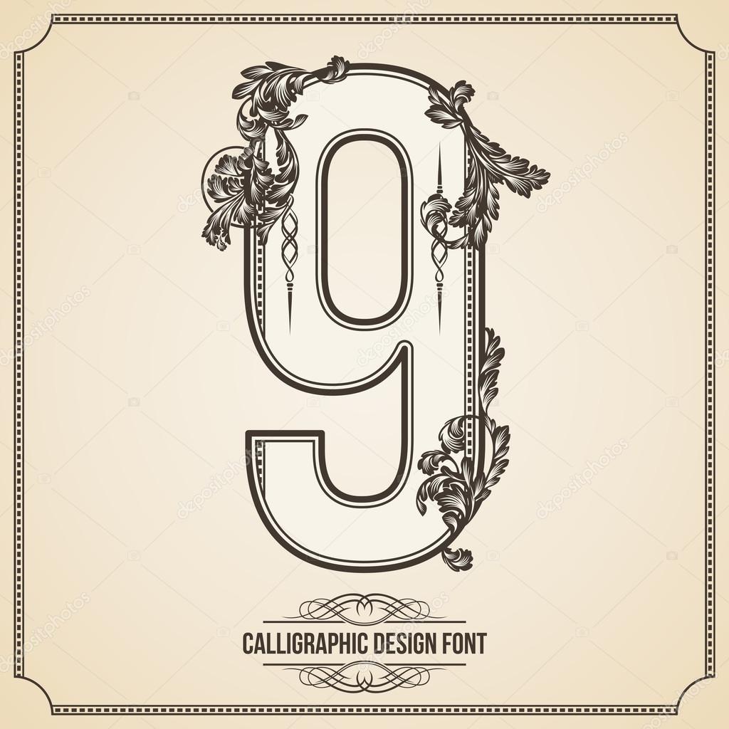 Calligraphic Font. Number 9
