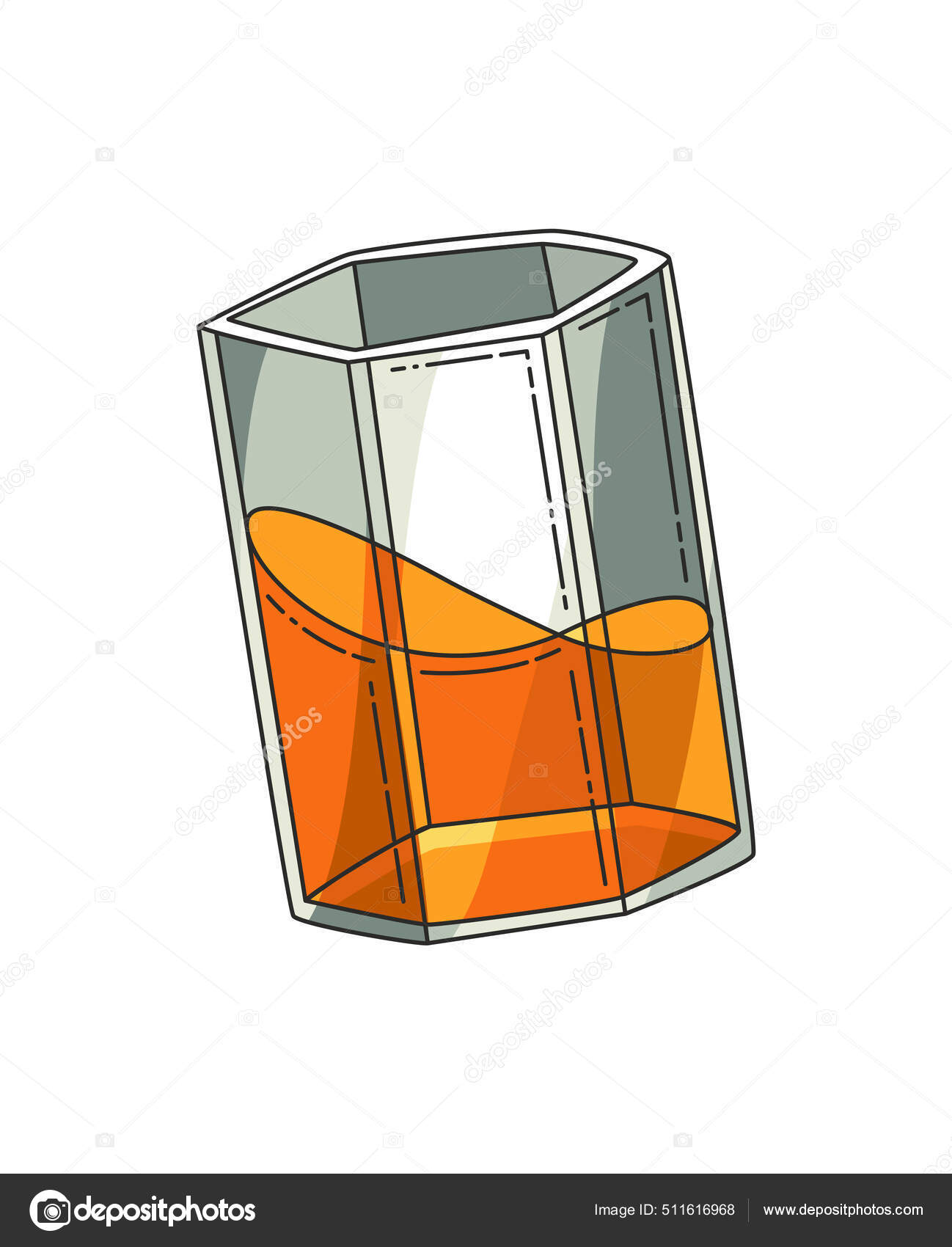 Whisky glass ice cubes icon realistic style Vector Image