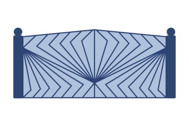 Metal çit. Dekoratif bariyer tasviri. Açık havada koruyucu mimari öğesi