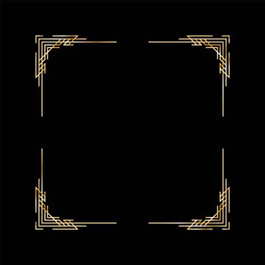 Art deco çerçeve. Sanatsal grafik desen. Düğün geçmişinin yaratıcı bir şablonu. Eski tarz pankart ya da etiket tasarımı. Vektör tasarımı nesnesi