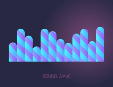 Renkli ses dalgası. Ses dijital dengeleyici teknolojisi, müzikal darbe vektör illüstrasyonu. Ses çizgisi dalga formu ya da ses düzeyi sembolü. Eğimli radyo dalgası