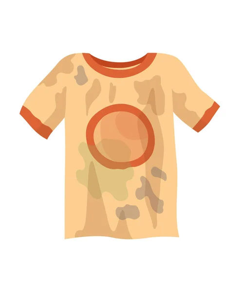 Βρώμικα ρούχα. Λαδώστε λεκιασμένο μπλουζάκι. Λάσπη πλυντηρίου στα ρούχα. Ακάθαρτο μπλουζάκι. Σύμβολο του χάους. Απάρελ με λεκέδες — Διανυσματικό Αρχείο