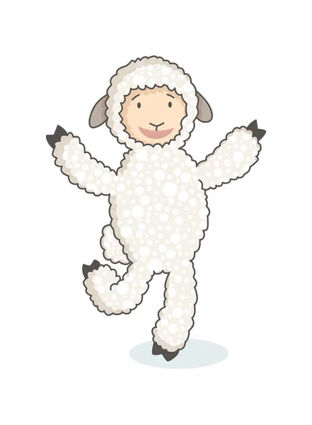 Funny linda oveja blanca en estilo dibujado a mano. Impresión creativa infantil para decoración o tarjeta. Elemento de diseño gráfico vectorial para niños cartel — Vector de stock