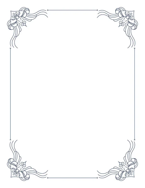 Marco decorativo con esquinas de remolinos. Diseño de frontera de elegancia. Contorno lineal para banner de boda o saludo. Ilustración vectorial aislada — Archivo Imágenes Vectoriales