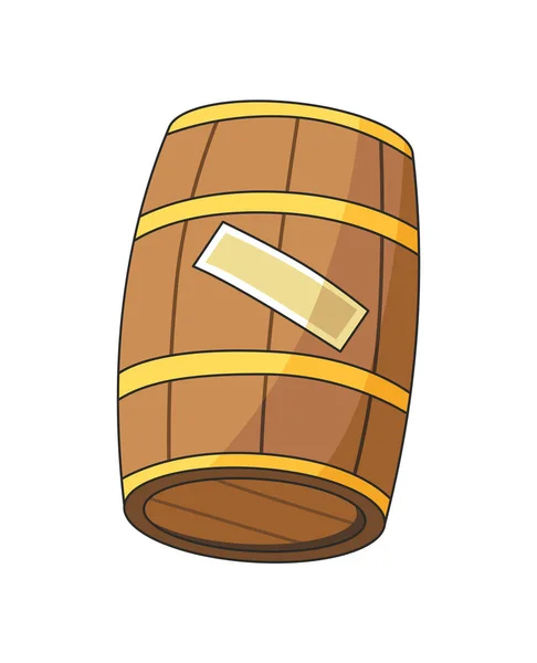 위스키 상징, 나무 알코올 통 아이콘. 알코올 제품 광고 설계 — 스톡 벡터