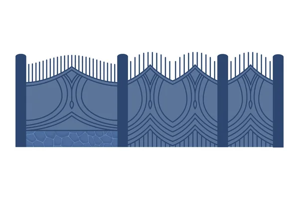 Poortafscherming van metaal. Illustratie van decoratieve barrière. Beschermende architectuur buitenshuis — Stockvector