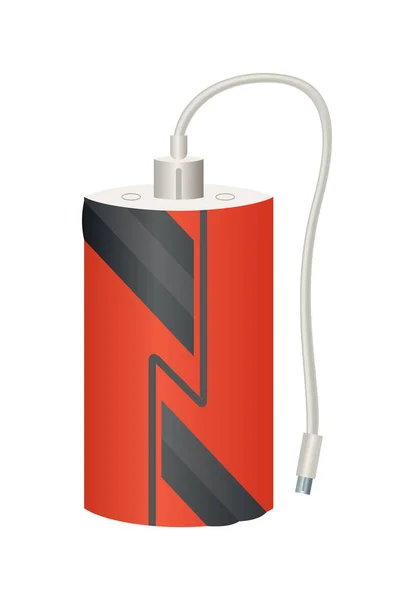 Power bank mockup med USB-kabel. Färgglad bärbar laddare enhet. Externt batteri för laddning med modern design. Powerbank isolerad på vit bakgrund — Stock vektor
