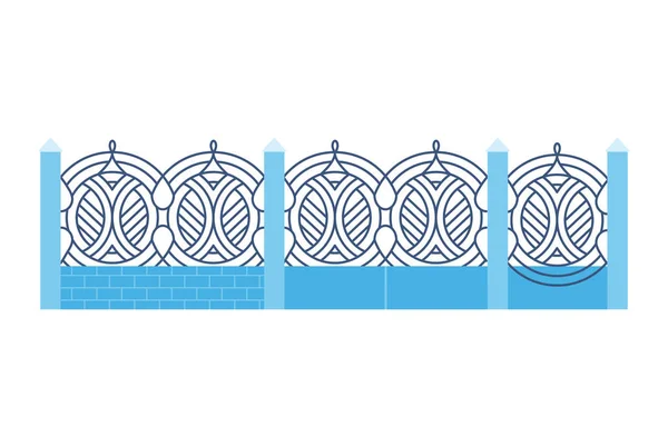 Gate staket från metall. Illustration av dekorativ barriär. Skyddsarkitektoniska element utomhus — Stock vektor