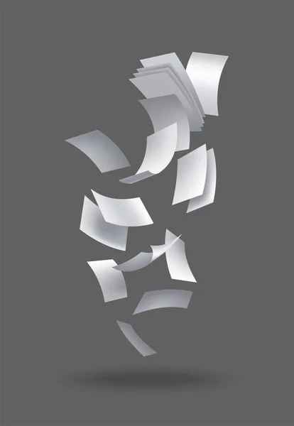 Realistisch vallende vellen papier. Set van vliegende gebogen bladeren van papier. Vector losse zweef van noten met gekrulde randen. Vlieg verspreide notities, leeg chaotisch papierwerk — Stockvector