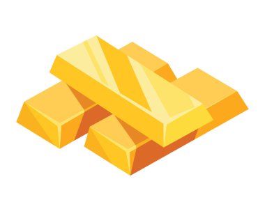 Web, oyunlar, çizgi film tarzı uygulamalar için altın külçeler simgesi. Finansal konsept, bankacılık işi, refah, hazine sembolü. Beyaz arkaplandaki vektör izole nesne