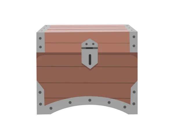 Caja torácica. Antigua caja del tesoro o contenedor de madera pirata cerrado. Vector icono de dibujos animados cofre aislado sobre fondo blanco — Vector de stock