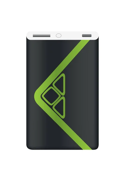 Maqueta de banco de alimentación sin cable USB. Colorido dispositivo de cargador portátil. Batería externa para cargar con diseño moderno. Powerbank aislado sobre fondo blanco — Vector de stock