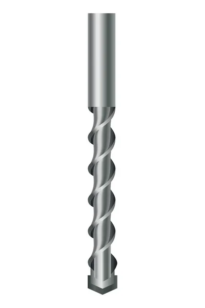 Drill bit of steel or other metal twist shape. Professional nozzle for drill hammer or screwdriver. Vector icon isolated on white background — Stock Vector