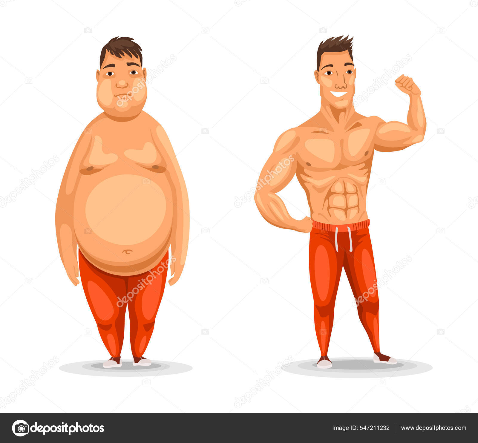 Perder El hombre antes y después de la dieta Dibujos