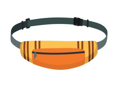Belden düz şablon. Popüler kişisel eşyalar ve moda aksesuarları olarak bel çantası. Renkli moda muz şekilli kemer çantası