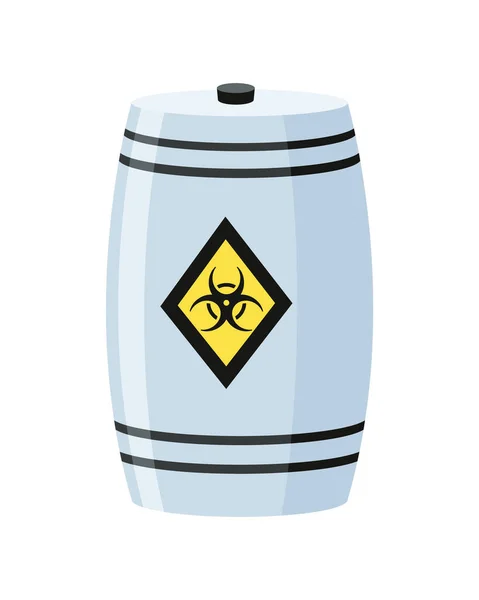 Toxický chemický sud. Ocelová nádrž s radioaktivním odpadem. Ikona kontejneru Biohazard v plochém stylu. Nebezpečná látka. Uchovávání součástí patogenů — Stockový vektor
