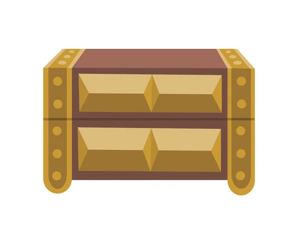 Caja torácica. Antigua caja del tesoro o contenedor cerrado inusual. Vector icono de dibujos animados cofre aislado sobre fondo blanco — Vector de stock