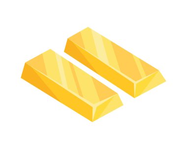 Web, oyunlar, çizgi film tarzı uygulamalar için altın külçeler simgesi. Finansal konsept, bankacılık işi, refah, hazine sembolü. Beyaz arkaplandaki vektör izole nesne