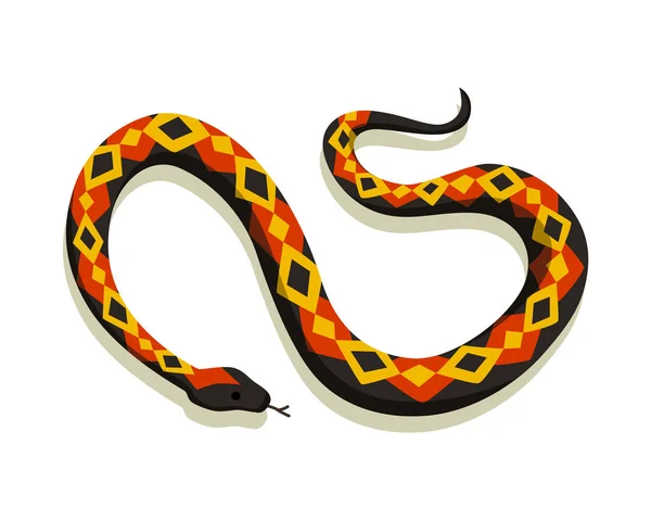 Serpent venimeux. Danger animal de couleur. Les reptiles empoisonnés rampent. Caractère décoratif, faune nature animal — Image vectorielle