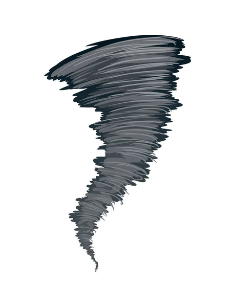 Tornado. Icona stilizzata dell'uragano del fumetto. Mulinello a ciclone rotante in stile piatto. Illustrazione vettoriale del cataclisma meteorologico — Vettoriale Stock
