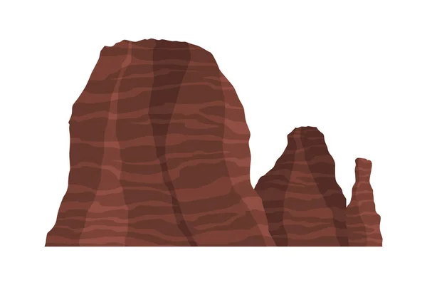 Naturens bergslandskap. Klippig massiv eller barrow berg hög vektor Illustration. Avstånd bergstoppar, berg stenig miljö topp. Resor landskap, klättring eller vandring berg — Stock vektor