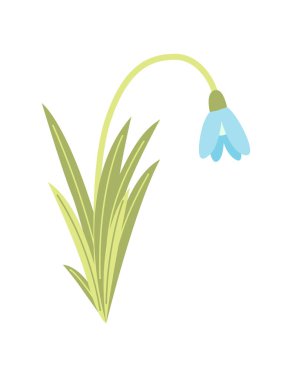 Bahar çiçeği. Botanik çiçek ikonu tasarımı. Beyaz arka planda bahçe bitkisi. Renkli düz vektör çizimi. Düğün davetiyesi ya da albüm için iyi bir dekorasyon.