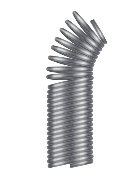 Metallkälla. Spiralform. Vektor ikon av virvel linje eller böjda tråd sladd, stötdämpare eller utrustning del. Reparation av reservdel eller flexibelt tillägg — Stock vektor