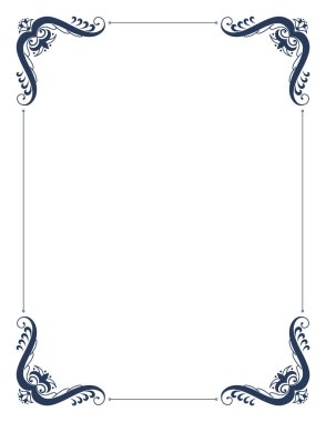 Kenarları kıvrımlı dekoratif çerçeve. Zarif sınır tasarımı. Düğün için doğrusal hat ya da selamlama pankartı. İzole vektör illüstrasyonu