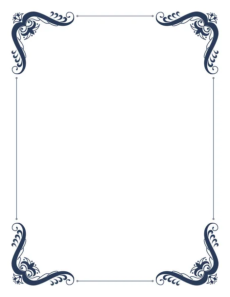 Decoratief frame met draaiende hoeken. Elegantie grensontwerp. Lineaire contour voor bruiloft of groet banner. Geïsoleerde vectorillustratie — Stockvector