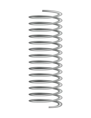Metal yay. Spiral şekilli. Girdap çizgisi veya kıvrımlı kablo, şok emici ya da ekipman parçasının vektör simgesi. Yedek parçayı ya da esnek takviyeyi onar